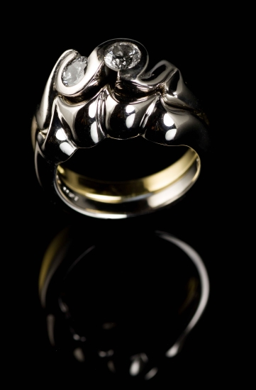 18ct gold diamond engagement and wedding rings